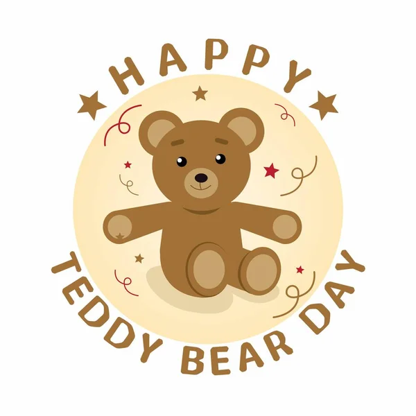 Feliz Teddy Urso Vector Ilustração — Vetor de Stock