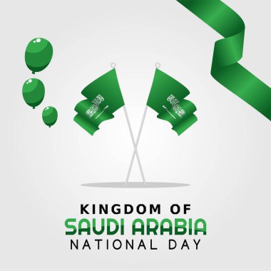 Suudi Arabistan Krallığı Ulusal Günü 'nün düz stil illüstrasyonu