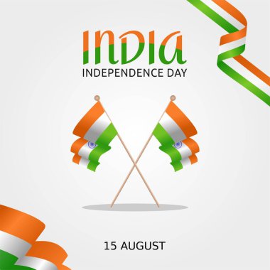 Hindistan Bağımsızlık Günü Vektör İllüstrasyonu. Tebrik kartı afişi ve afişi için uygun