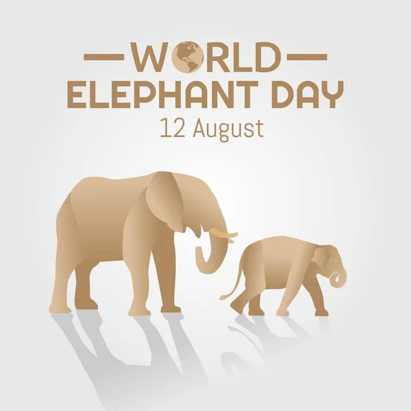 World Elephant Day Vector Illustration Lämplig För Gratulationskort Affisch Och — Stock vektor