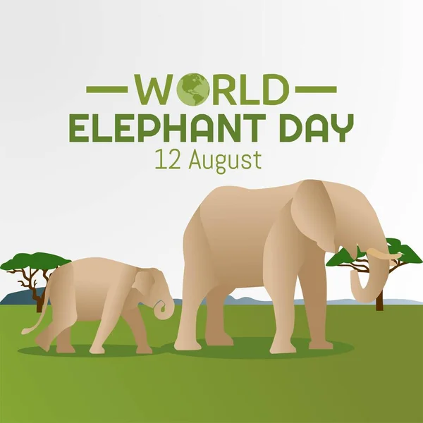 World Elephant Day Vector Illustration Lämplig För Gratulationskort Affisch Och — Stock vektor