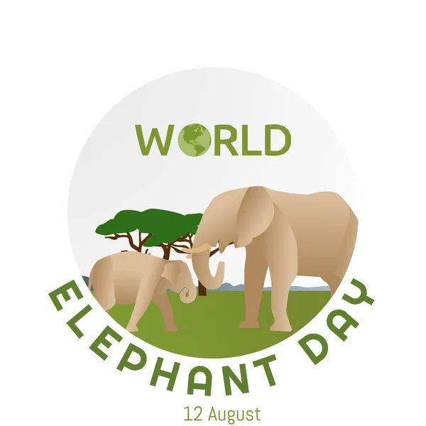 World Elephant Day Vector Illustration Lämplig För Gratulationskort Affisch Och — Stock vektor