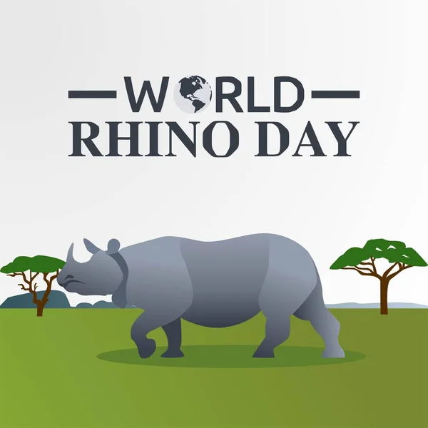 World Rhino Day Vector Illustration Inglés Conveniente Para Cartel Bandera — Vector de stock