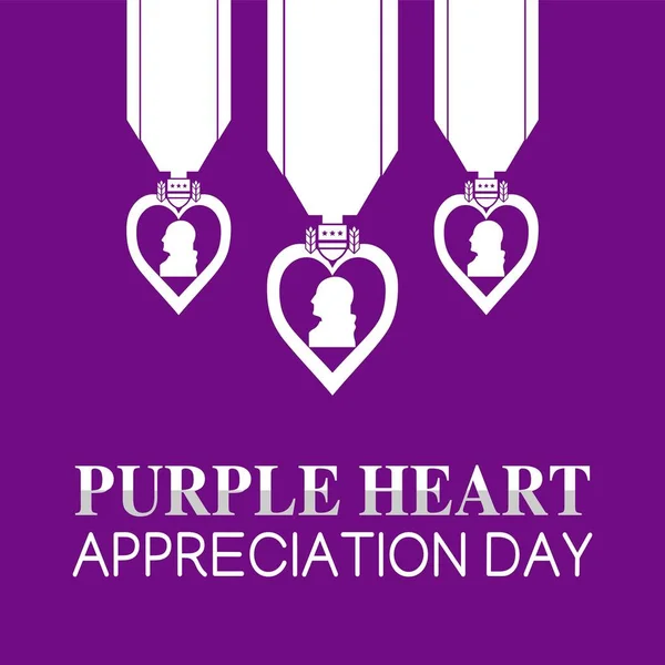 Purple Heart Appreciation Day Vector Illustration Подходит Постера Баннера Поздравительных — стоковый вектор