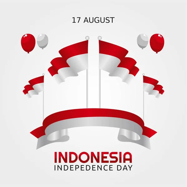 Indonesia Independence Day Vector Illustration Adatto Cartolina Auguri Banner — Vettoriale Stock