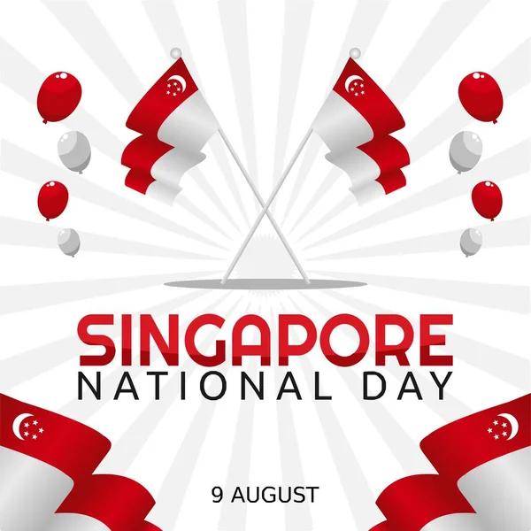 Національний День Сінгапуру Vector Illustration Підходить Вітального Плакату Банера — стоковий вектор