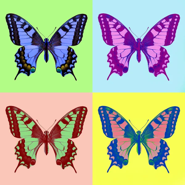 Rabo Andorinha Papilio Machaon Estilo Pop Art — Fotografia de Stock