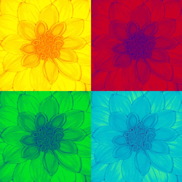 Dahlia Flower Pop Art Style — Stock Photo, Image