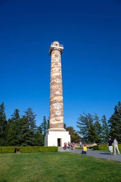 Astoria Column Astoria Oregon Usa Coxcomb Hill Vicino Fiume Columbia — Foto Stock