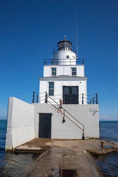 Manitowoc North Breakwater Faro Manitowoc Wisconsin Nel Mese Luglio Con — Foto Stock