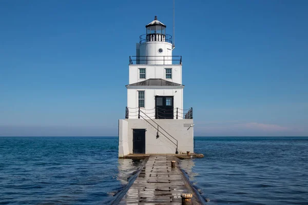 Faro Manitowoc North Breakwater Manitowoc Wisconsin Luglio Orizzontale — Foto Stock