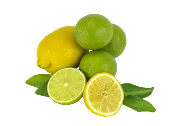 Juicy Ripe Citrus Wiht Isolated White Background Lime Lemon Clipping — Stock Photo, Image