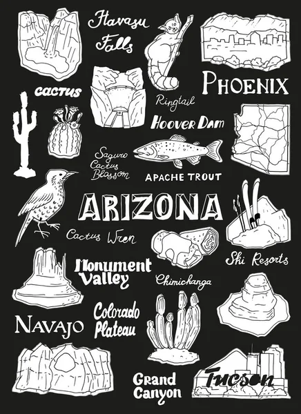 Ilustración Vectorial Con Los Campos Arizona Símbolos Estatales — Archivo Imágenes Vectoriales