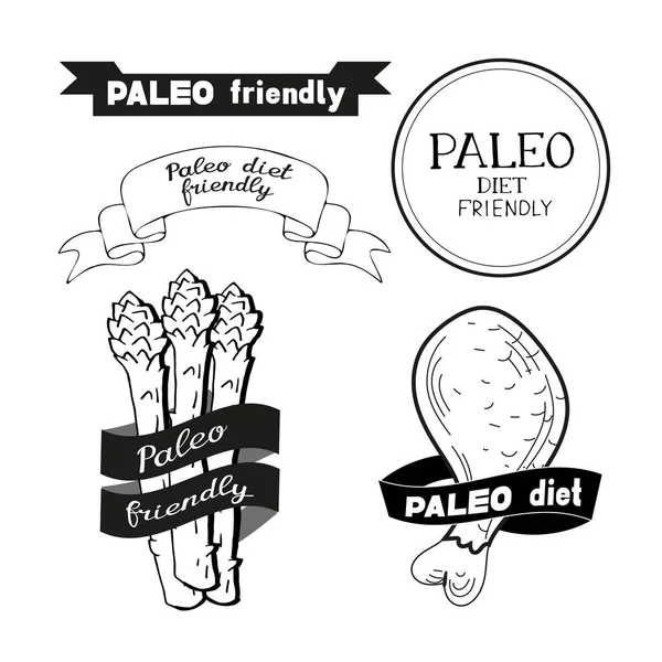 Ilustracja Wektorowa Naklejkami Dietę Ketogenną Produkty Dietetyczne Żywność Lchf Paleo — Wektor stockowy