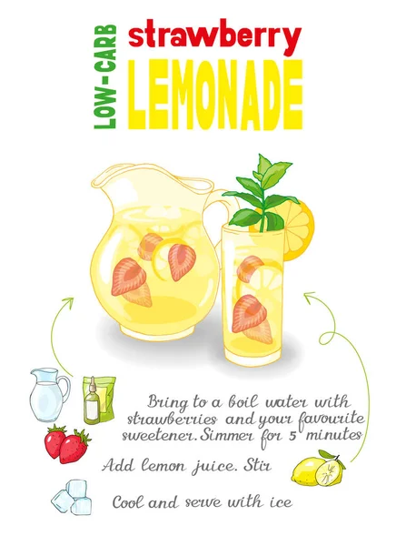 Illustration Vectorielle Cocktail Limonade Aux Fraises — Image vectorielle