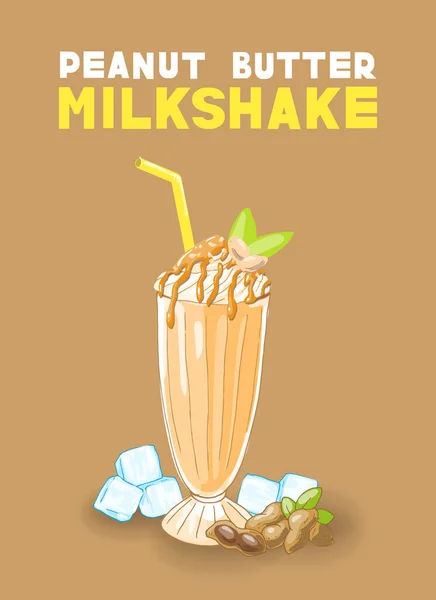 Illustration Vectorielle Milkshake Beurre Arachide — Image vectorielle