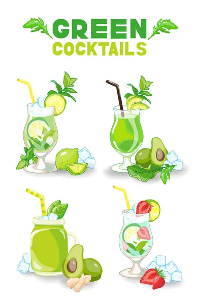 Letras Ilustração Vetorial Coquetéis Smoothies — Vetor de Stock