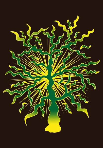 Fantasievolle Baum Illustration Mit Gefälle — Stockvektor