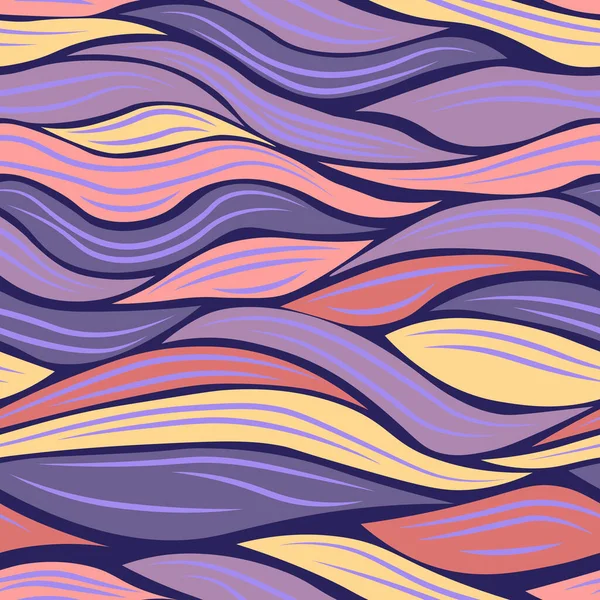 Nahtloses Muster Vektor Abstrakter Hintergrund Von Wellen Warmen Farben — Stockvektor
