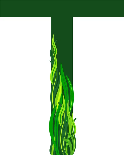 緑の文字ハーブアルファベット — ストックベクタ