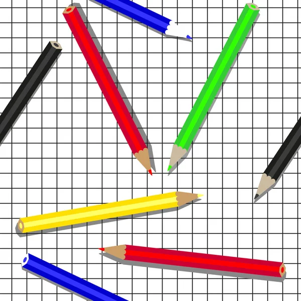 Crayons Motif Vectoriel Sans Couture — Image vectorielle