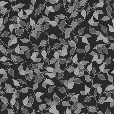 Gri yapraklar sorunsuz vektör arkaplanı