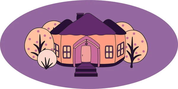 Huis Met Schoorsteenvector Illustratie — Stockvector