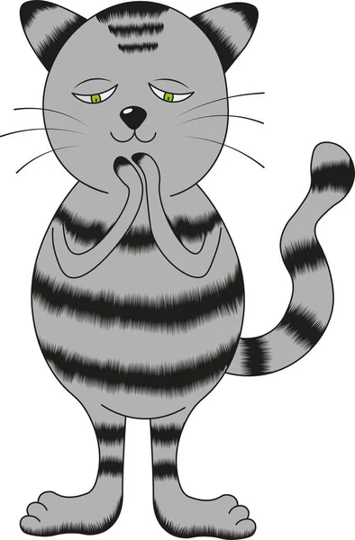 Αστεία Γκρι Γάτα Κινουμένων Σχεδίων — Διανυσματικό Αρχείο