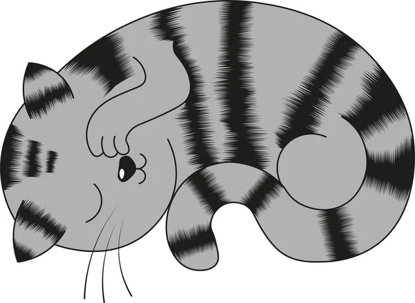 Leżący Tabby Szary Kot — Wektor stockowy