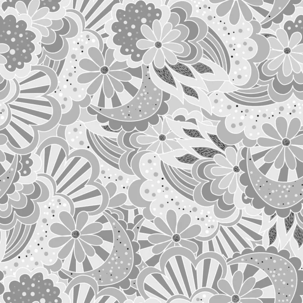 Fleurs Contour Blanc Motif Sans Couture — Image vectorielle