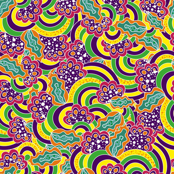 striped leaves seamless pattern