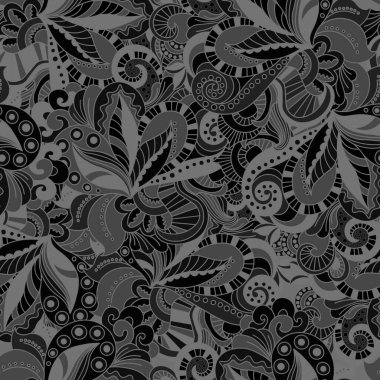 Gri çizgili yapraklar dikişsiz desen