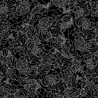 Siyah çiçekler pürüzsüz desen