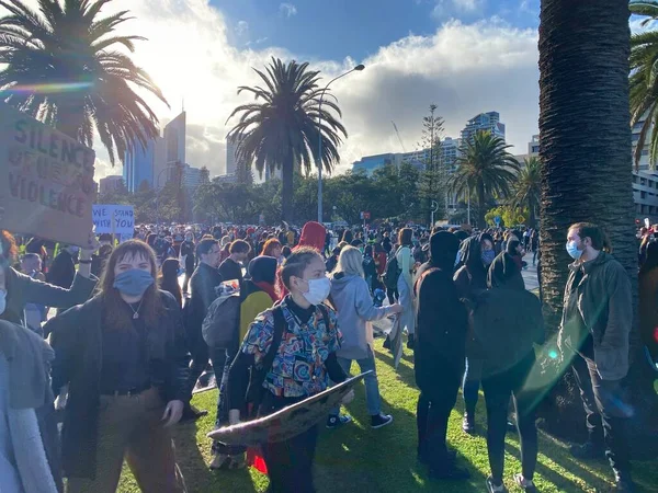 Black Lives Matter Protest March Rally Perth Western Australia — Stock Photo, Image