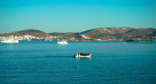 Isla Paros Playa Desde Vista Una Iglesia Ortodoxa Griega — Foto de Stock