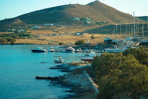 Isla Paros Playa Desde Vista Una Iglesia Ortodoxa Griega — Foto de Stock