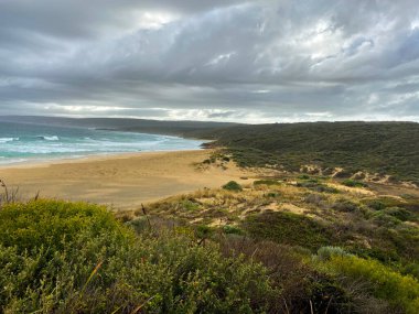 Mandurah plajı kum, binalar, deniz ve Batı Avustralya 'daki insanlardan oluşuyordu.