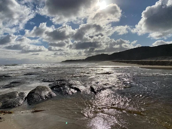 Mandurah Pláž Skládá Písku Budov Moře Lidí Západní Austrálii — Stock fotografie