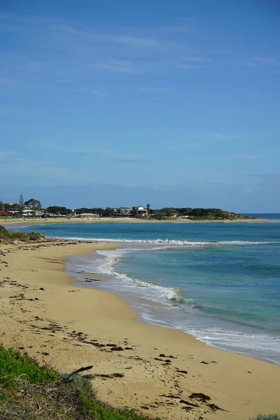 Praia Mandurah Composta Areia Edifícios Mar Pessoas Austrália Ocidental — Fotografia de Stock