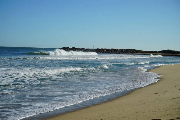 Mandurah Pláž Skládá Písku Budov Moře Lidí Západní Austrálii — Stock fotografie