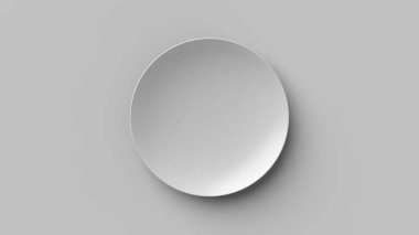 Gri arka planda üç boyutlu gri plaka çiziliyor. Modern tasarım. Mutfak iç mimarisi