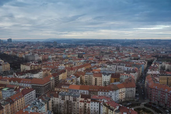 Vue Sur Ciel Dans Les Rues Les Maisons Zizkov Prague — Photo