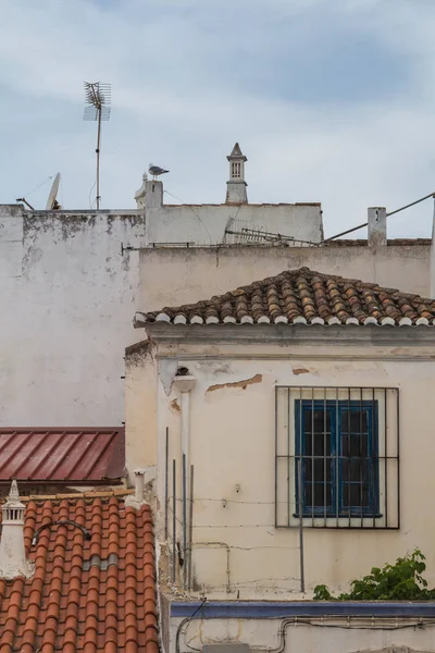 Detalle Las Antiguas Casas Tradicionales Portuguesas Residenciales Típicos Techos Azulejos —  Fotos de Stock