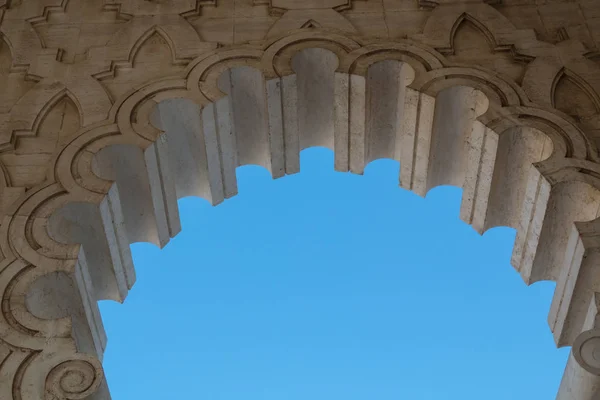 Dettaglio Dell Arco Della Porta Decorata Pietra Mausoleo Maometto Rabat — Foto Stock