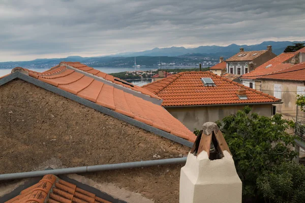 Toits Orangés Des Vieilles Maisons Construits Sur Une Colline Vue — Photo