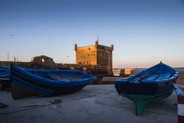Barche Pesca Legno Porto Torre Della Fortificazione Nel Campo Gioco — Foto Stock