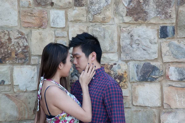 Romantic Asian couple in a romantic mood