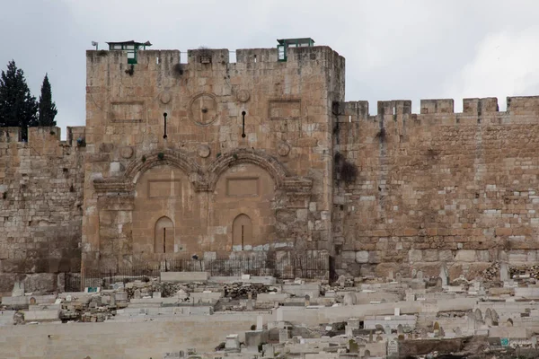 Velho Muro Portão Jerusalém — Fotografia de Stock