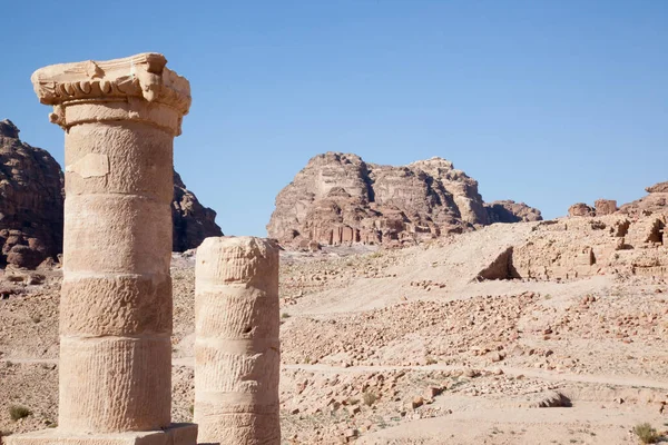 约旦Petra的废墟 — 图库照片