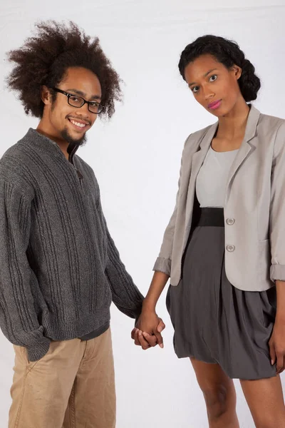 Feliz Pareja Negra Junto Con Sonrisas —  Fotos de Stock